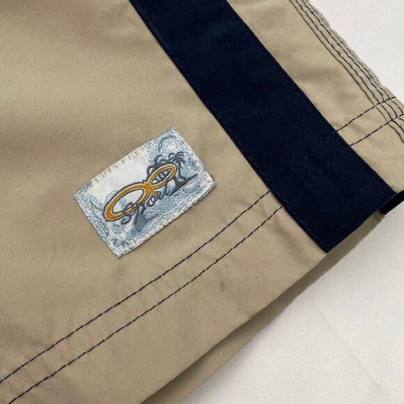 Vintage OP Ocean Pacific Men's Boardshorts Size Large Cream Stripe Swim Trunks - Picture 2 of 10